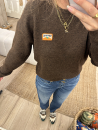 Basic alpaca pull Azzurro - dark brown