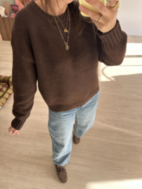 Basic knitted pull Azzurro - dark brown