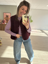 Stripe rib longsleeve Azzurro - lila/bordeaux