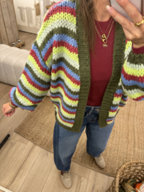 Stripe colour knitted cardigan Azzurro - army green