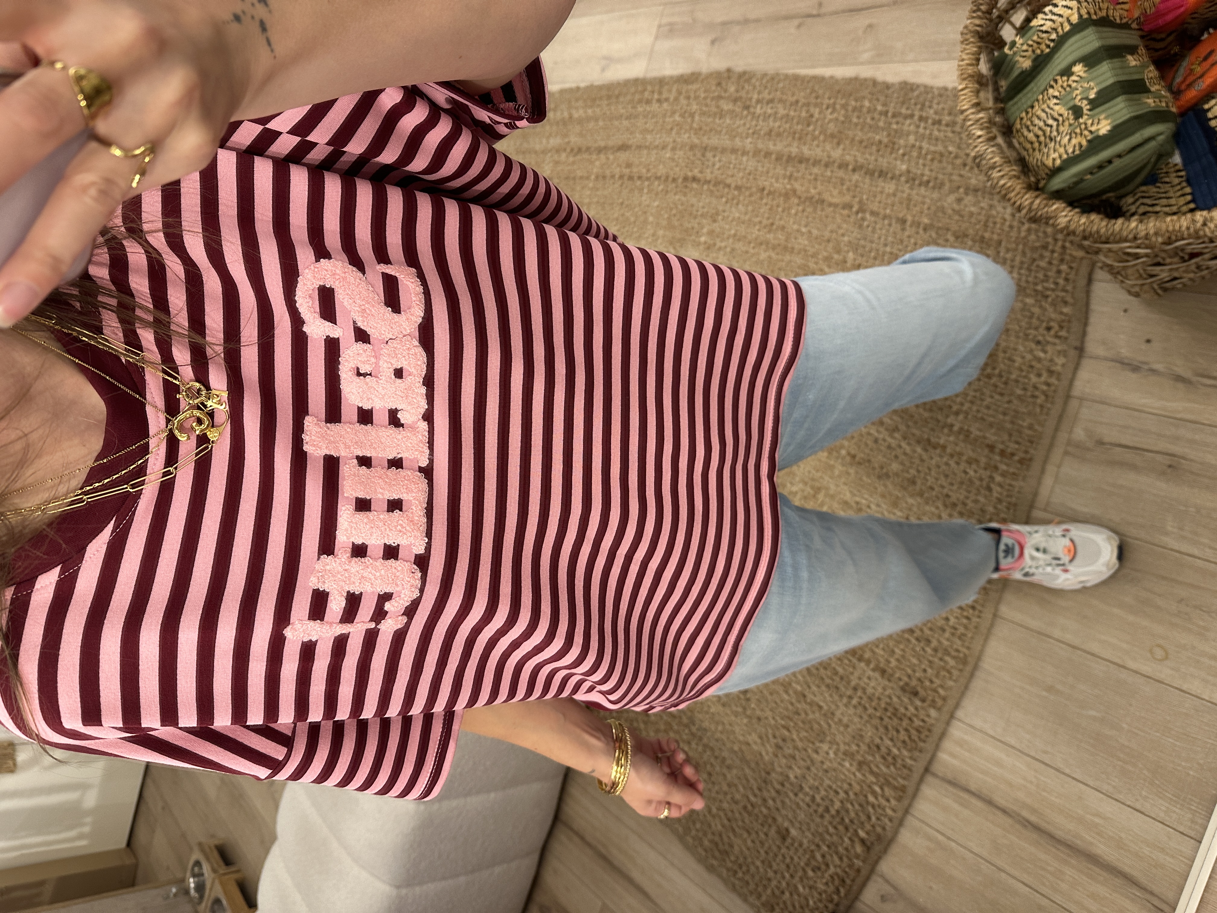 Stripe salut shortsleeve - bordeaux/pink