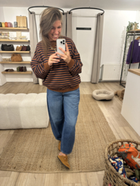 Stripe sweater pull Azzurro - camel/dark blue