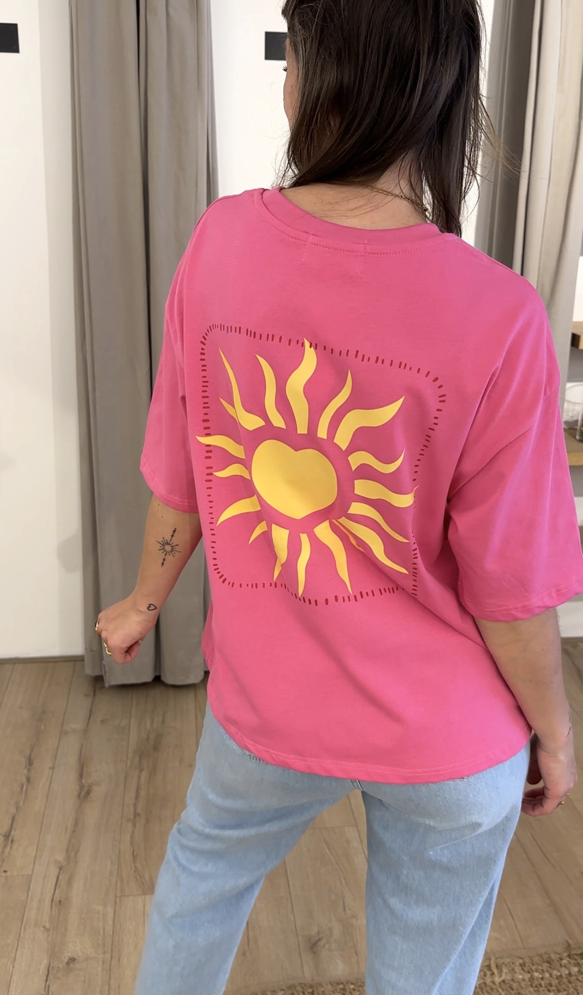 Sun back tee Azzurro - pink