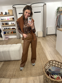 Leatherlook straight pants Azzurro - brown