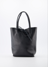 Mini leather shopper bag - black