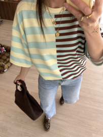 Double stripe wide shortsleeve - yellow