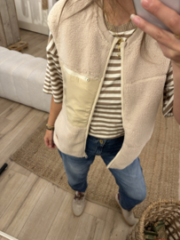 Teddy pocket gilet Azzurro - beige