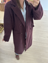 Long mantel coat Azzurro - bordeaux
