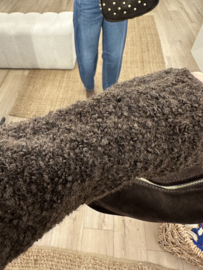 Bouclé button cardigan Azzurro - dark brown