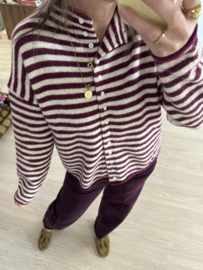 Stripe button cardigan - aubergine/purple