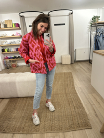 Print kimono jacket Azzurro - pink/red