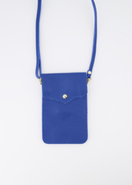 Leather phone bag - cobalt