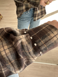Check studs blouse - dark brown