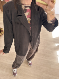 Check button blazer Azzurro - dark brown