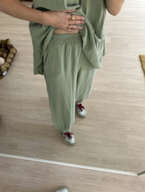 Cotton waffle set - army green
