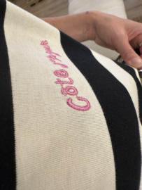 Stripe box tee Azzurro - black/naturel