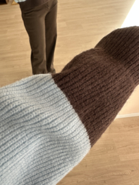 Knitted stripe lucky pull Azzurro - dark brown/blue light