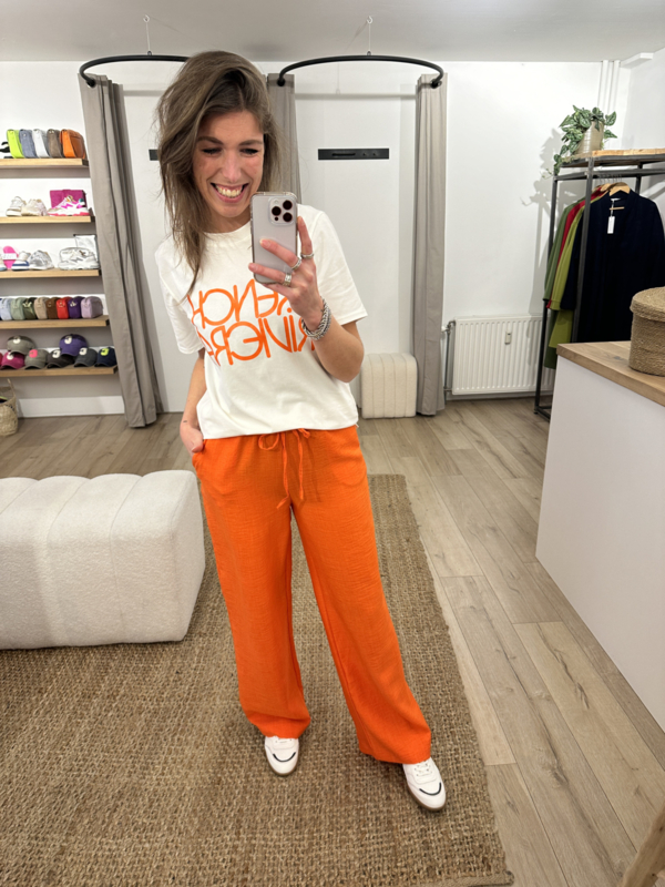 Summer straight pants Azzurro orange