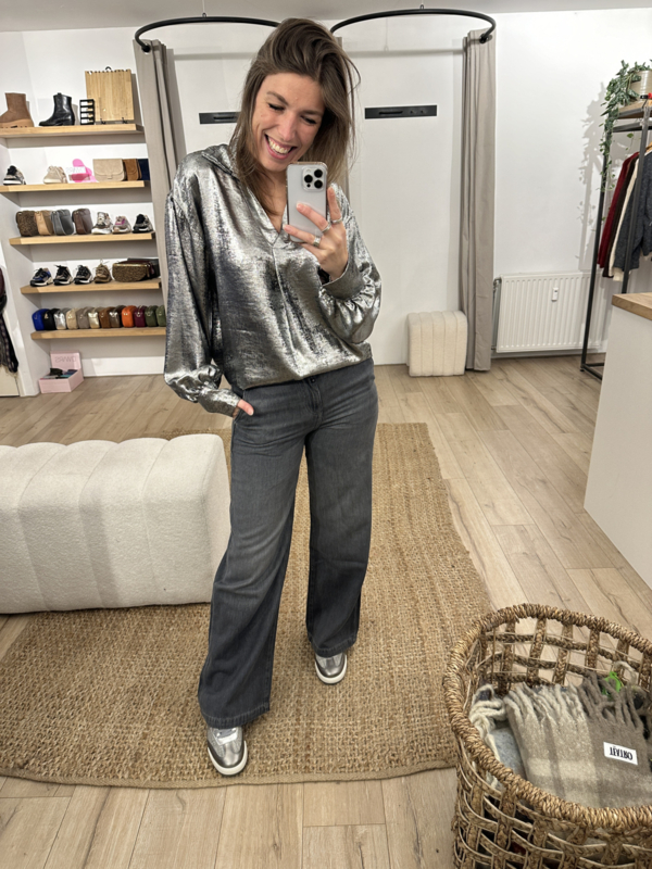 Shine V blouse Azzurro silver KLEDING Modemomentje