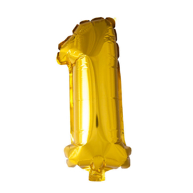 Getalballon goud cijfer 1