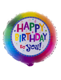 Folieballon Happy Birthday regenboog