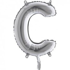Zilveren Letter Folie ballon C