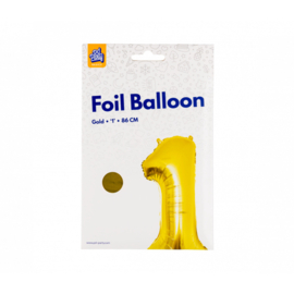 Folieballon cijfer 1 goud 86cm