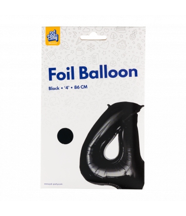 Folieballon cijfer 4 zwart 86cm