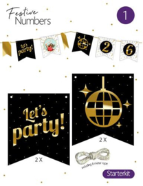 Festive numbers starter kit "Let's Party" 4 st. + lijn