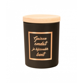 small scented candle rose gold/black bijzonder