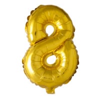 Folieballon cijfer 8 Goud 41cm