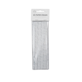 Papieren rietjes metallic zilver