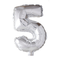 Folieballon cijfer 5  Zilver 41cm