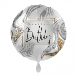 001 - Folieballon Happy Birthday zilver