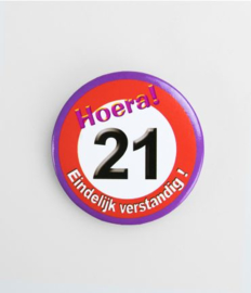 Button verkeersbord 21 jaar