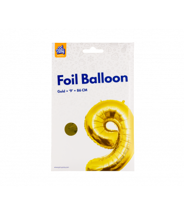 Folieballon cijfer 9 goud 86cm