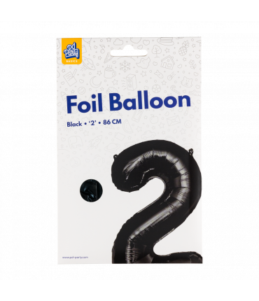 Folieballon cijfer 2 zwart 86cm
