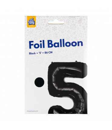 Folieballon cijfer 5 zwart 86cm