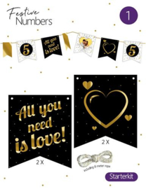 Festive numbers starter kit "Love" 4 st. + lijn