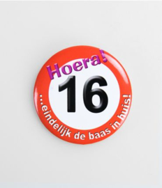 Button verkeersbord 16 jaar