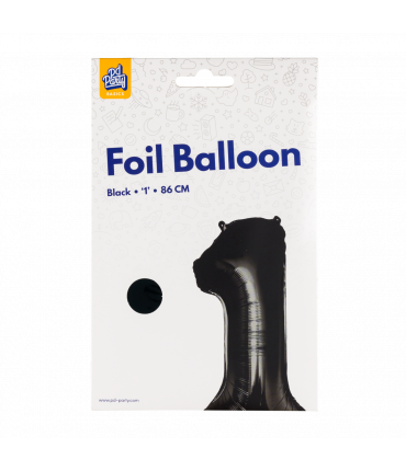 Folieballon cijfer 1 zwart 86cm