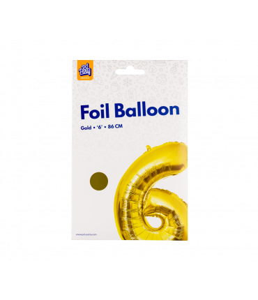 Folieballon cijfer 6 goud 86cm