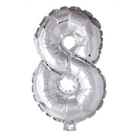 Folieballon cijfer 8 Zilver 41cm