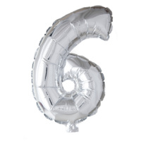 Folieballon cijfer 6 Zilver 41cm
