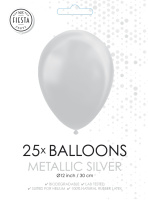 25 Ballonnen Metallic Zilver