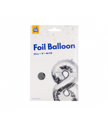 Folieballon cijfer 8 Zilver 86cm