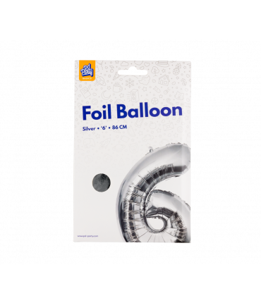 Folieballon cijfer 6 Zilver 86cm