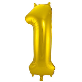 Folieballon cijfer 1 goud 86cm
