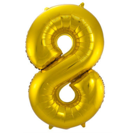 Folieballon cijfer 8 goud 86cm