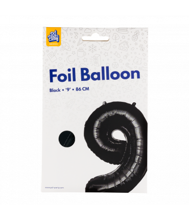 Folieballon cijfer 9 zwart 86cm